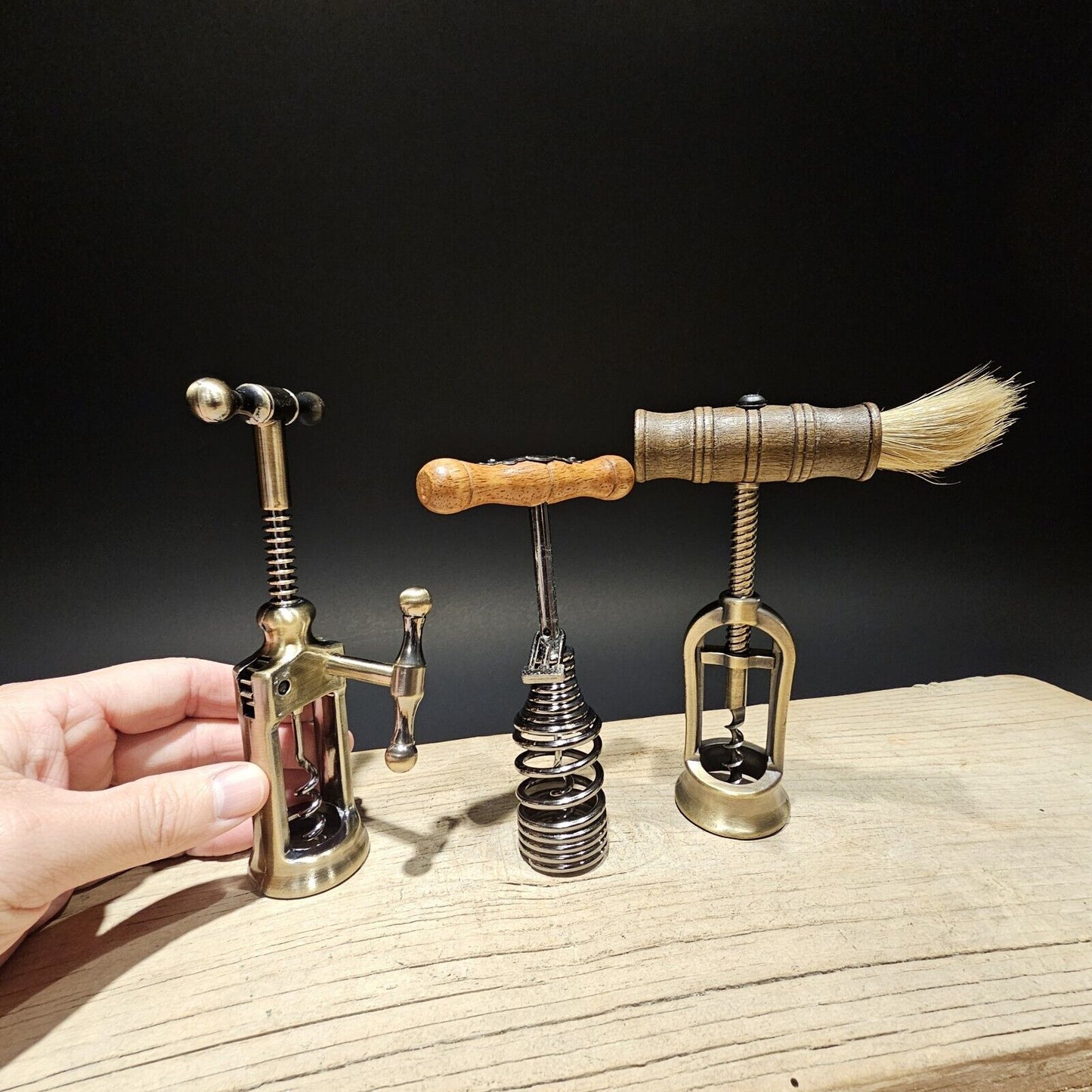Set of 3 Antique Style Corkscrew Wine Bottle Opener