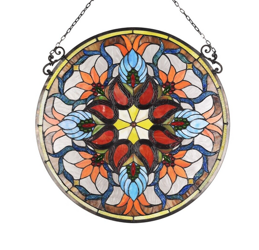23.2" Round Stained Glass Window Hanging Panel Suncatcher