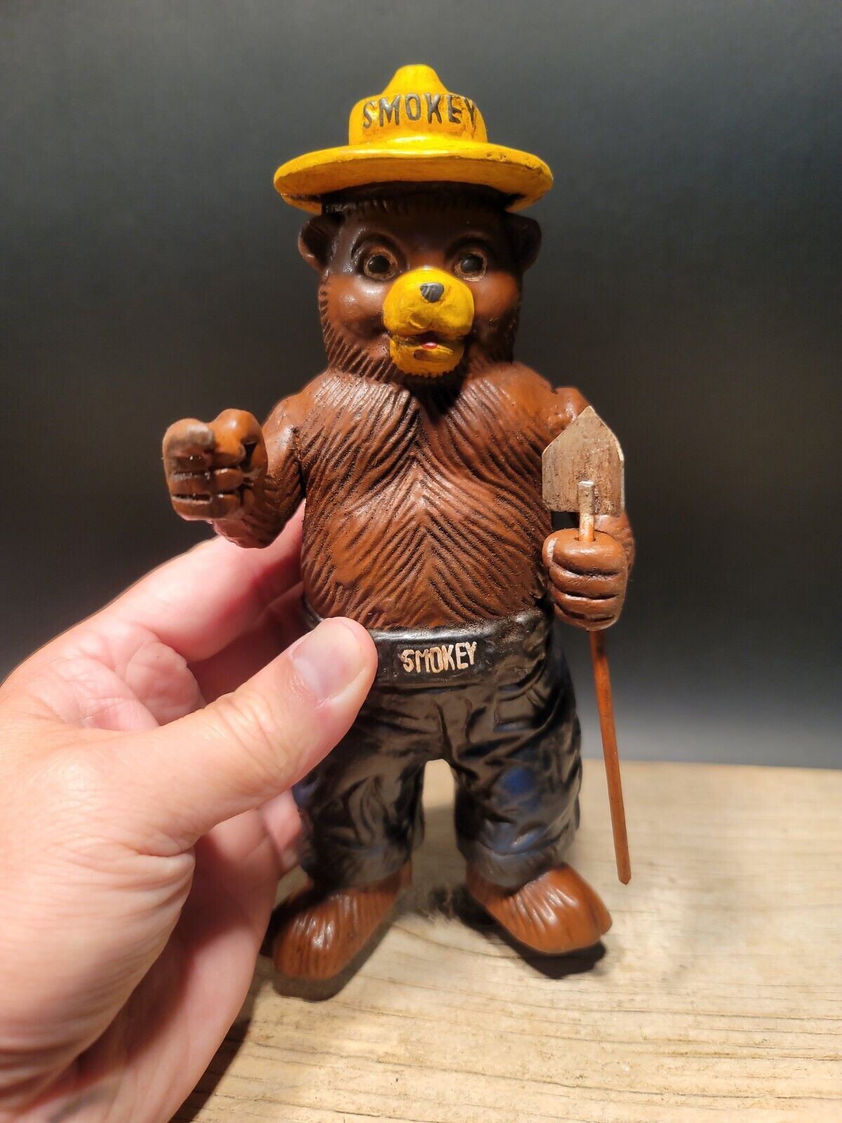 Antique Vintage Style Cast Iron Smokey The Bear Coin Bank