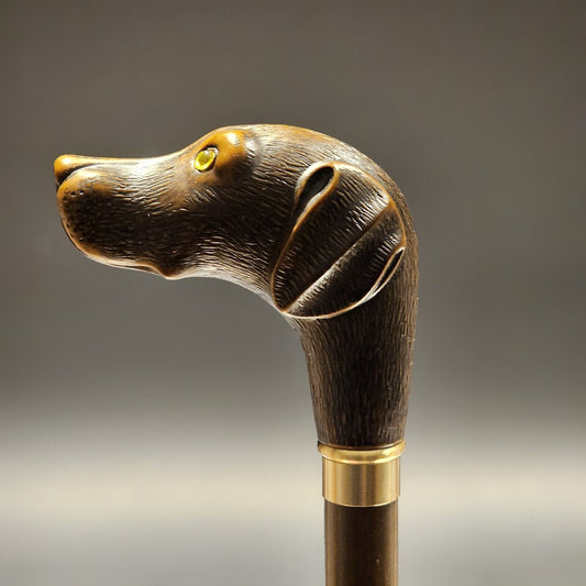 36" Antique Style Chocolate Lab Dog Head Walking Stick Cane