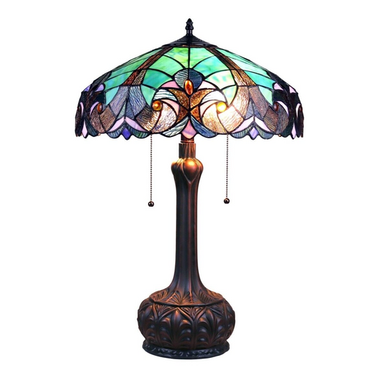25.78" Antique Vintage Style Stained Glass Table Lamp