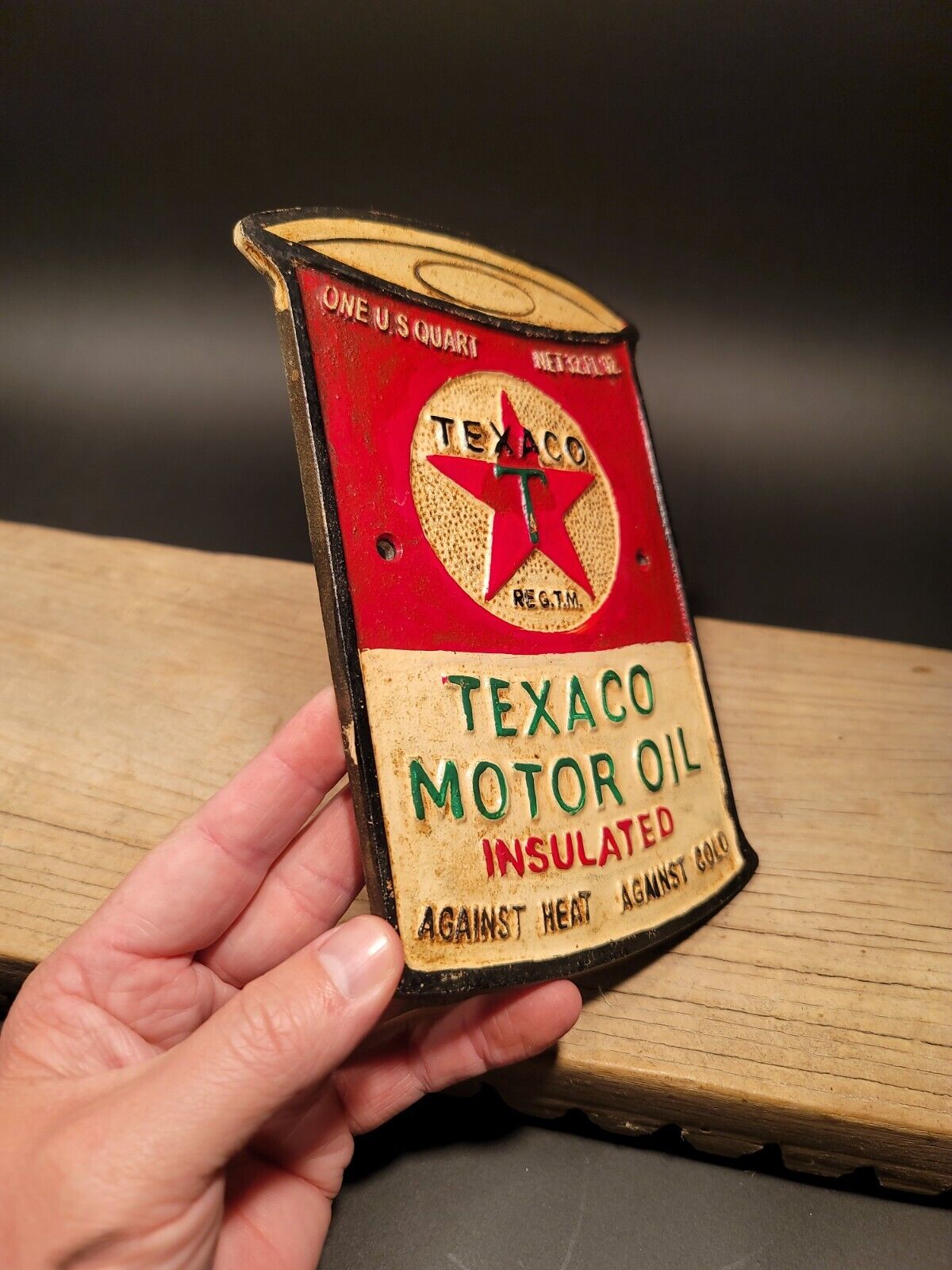 Antique Vintage Style Cast Iron Texaco Gas Oil Sign Plaque