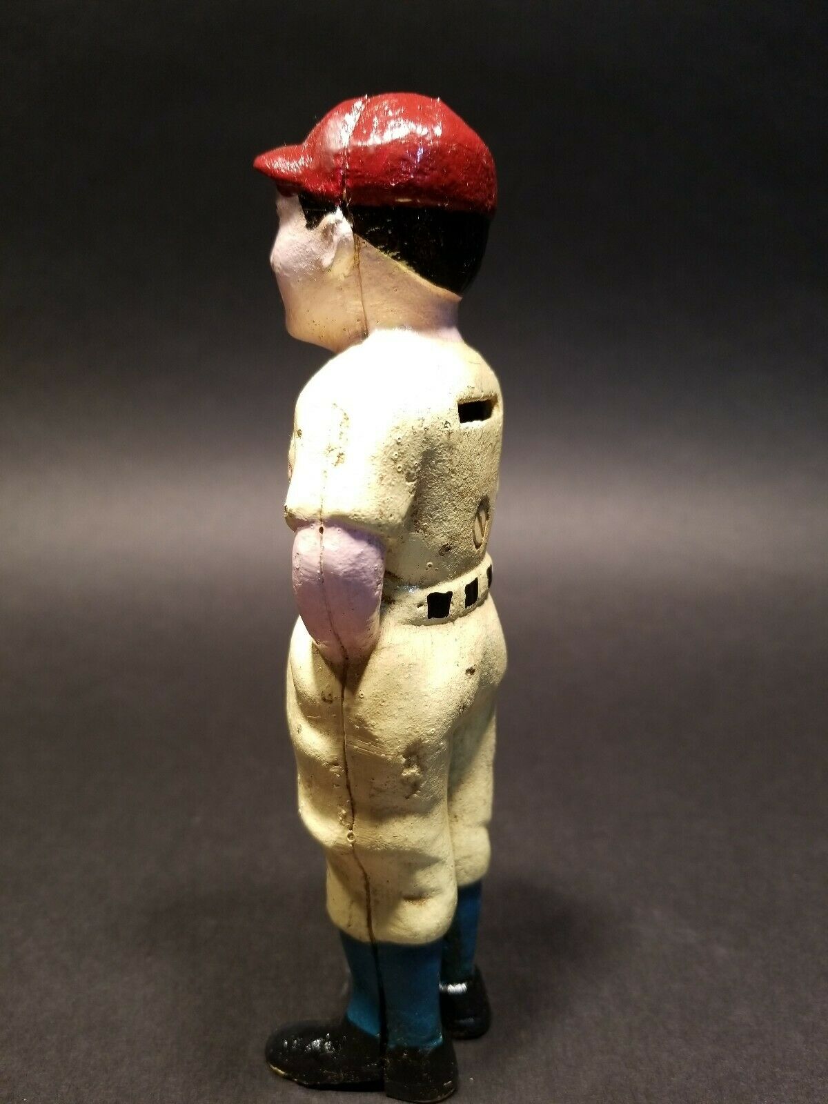 Antique Vintage Style Cast Iron Slugger Coin Bank Baseball Player - Early Home Decor