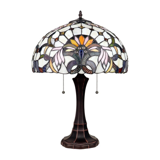 22.8" Antique Vintage Style Stained Glass Table Lamp