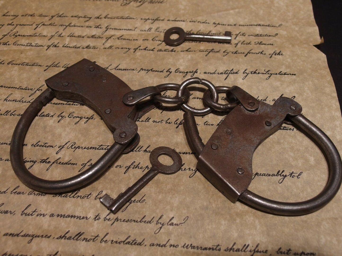 Antique Vintage Style Wrought Iron Handmade Handcuffs Shackles - Early Home Decor
