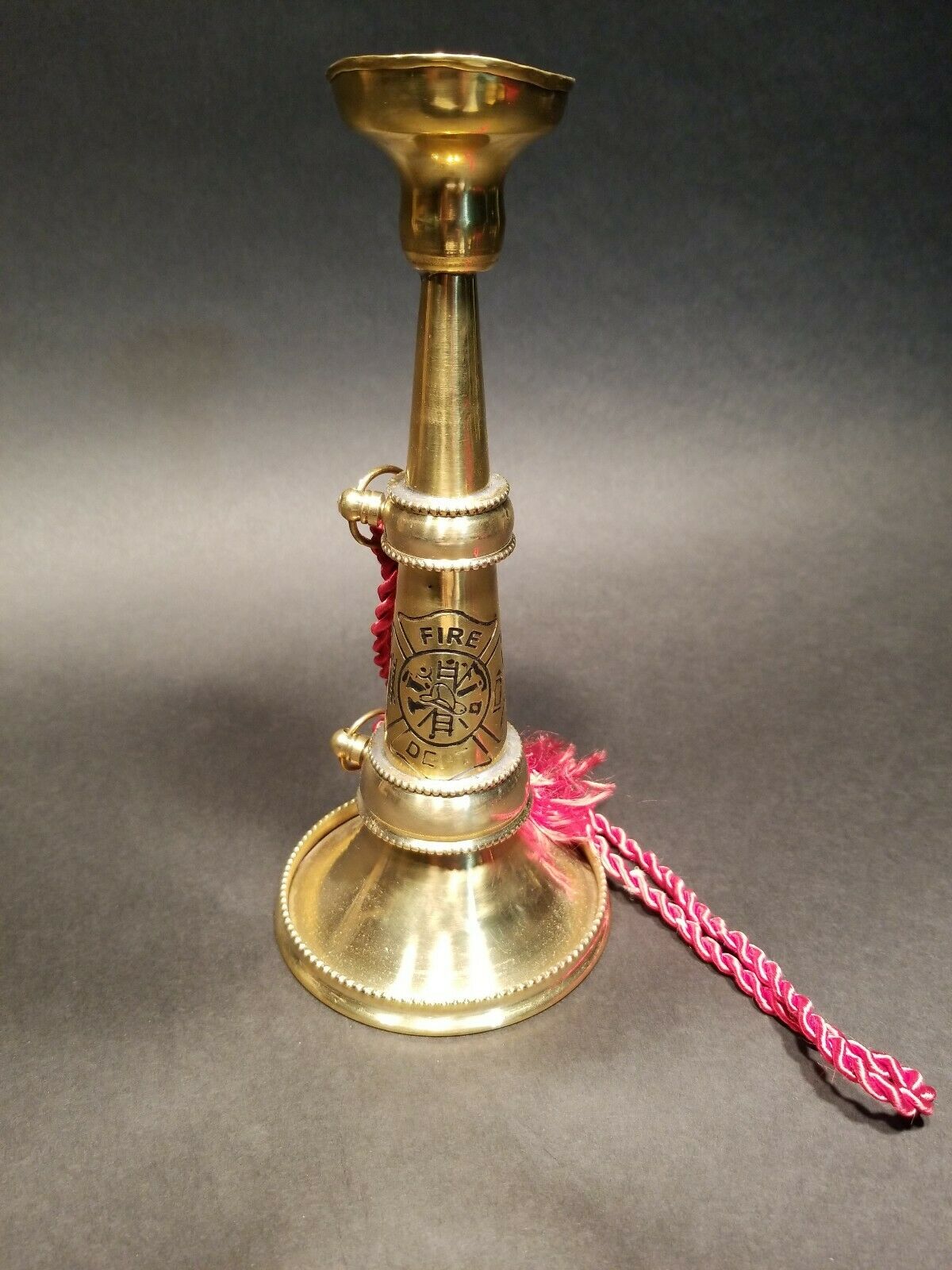 9" Antique Vintage Style Brass Fireman Presentation Horn Speaking Trumpet - Early Home Decor