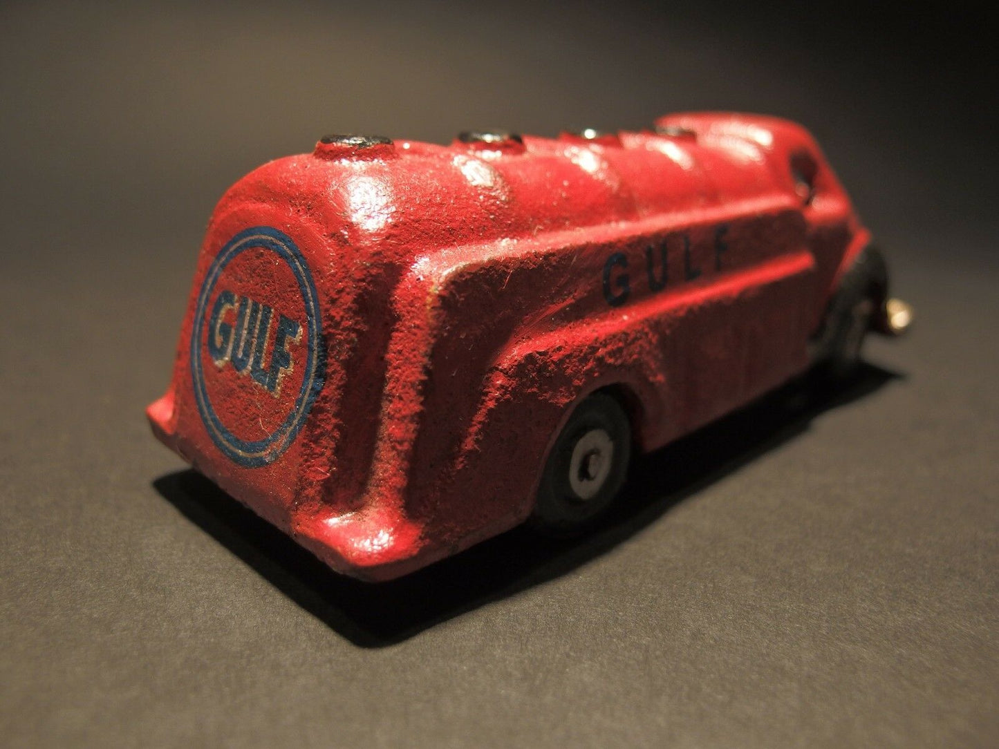 Antique Vintage Style Cast Iron Red Gulf Toy Truck Car - Early Home Decor