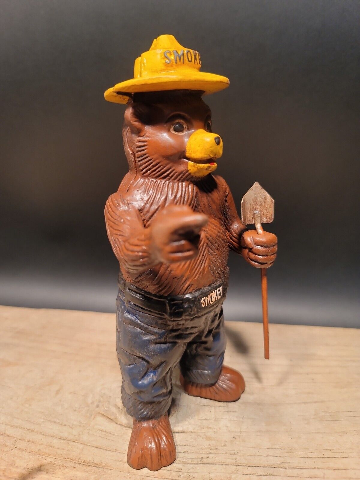 Antique Vintage Style Cast Iron Smokey The Bear Coin Bank