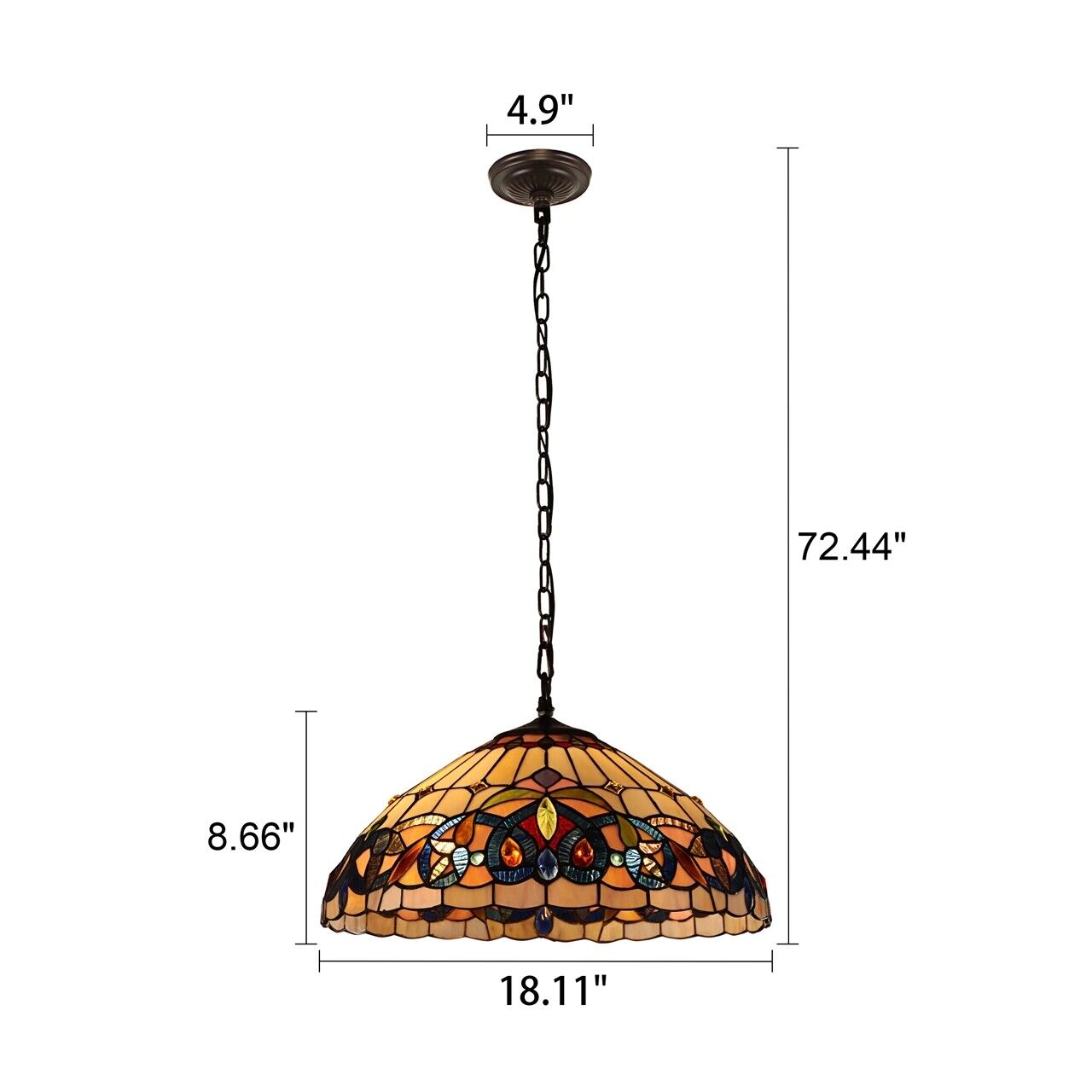18.11 " Stained Glass Pendant Swag Ceiling Light