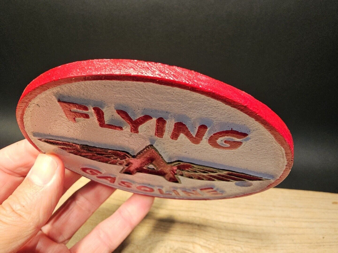 Antique Vintage Style Cast Iron Flying A Gasoline Oil Sign Plaque