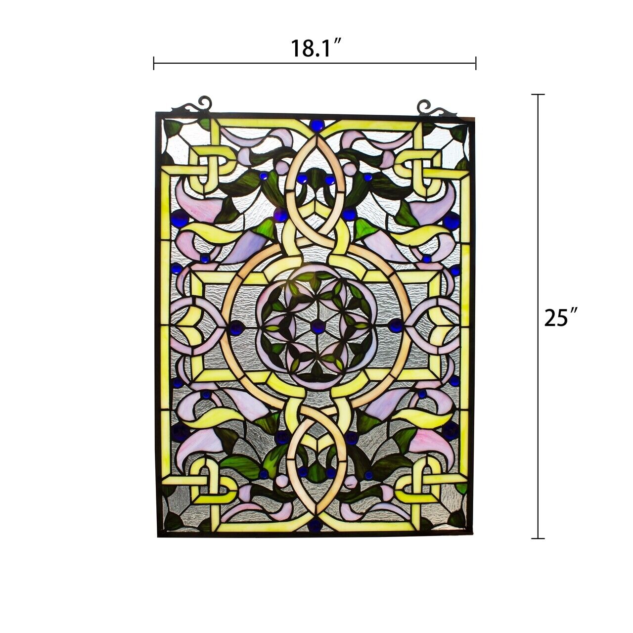 25" Antique Vintage Style Stained Glass Window Hanging Panel Suncatcher
