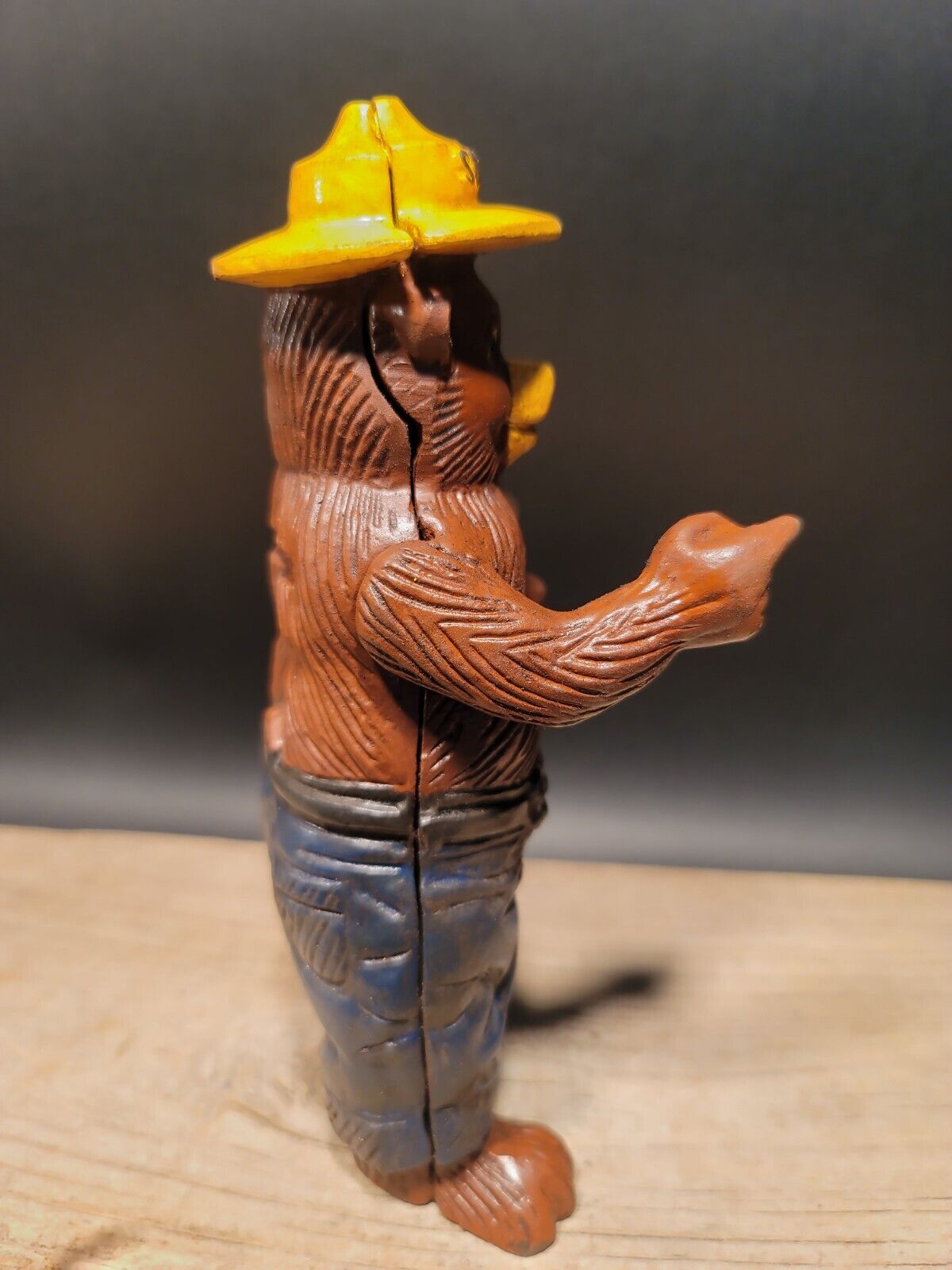 Antique Vintage Style Cast Iron Smokey The Bear Coin Bank