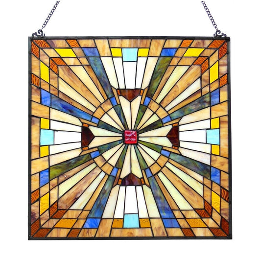 24" Mission Stained Glass Hanging Window Panel Suncatcher