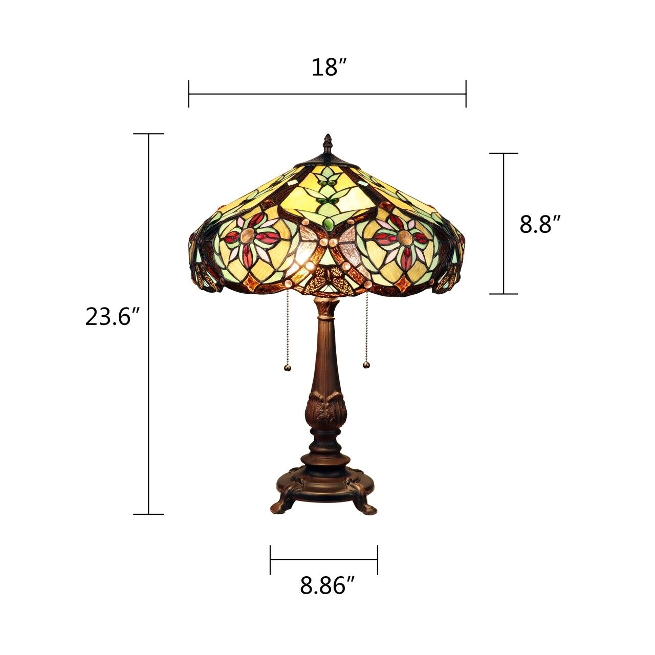23.6" Antique Vintage Style Stained Glass Table Lamp