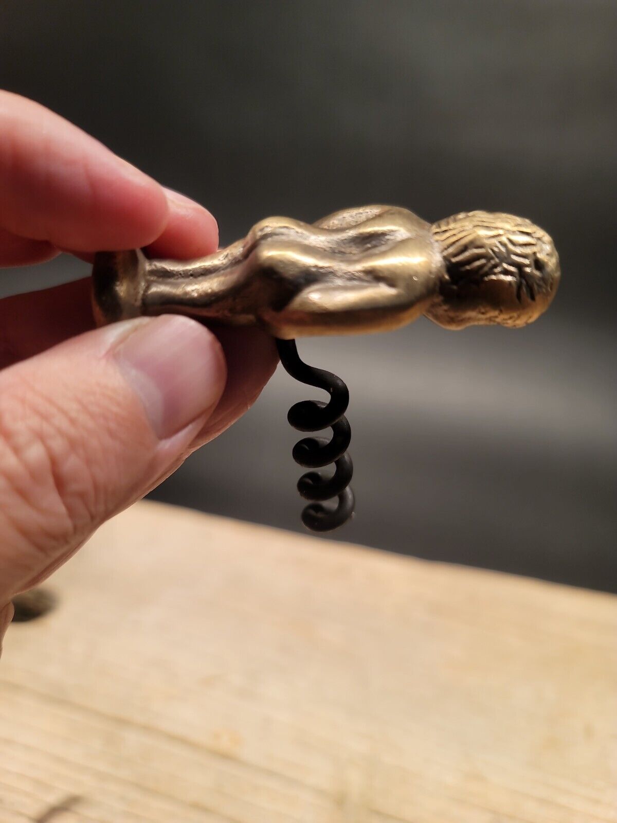 Primitive Antique Vintage Style Brass & Iron Corkscrew