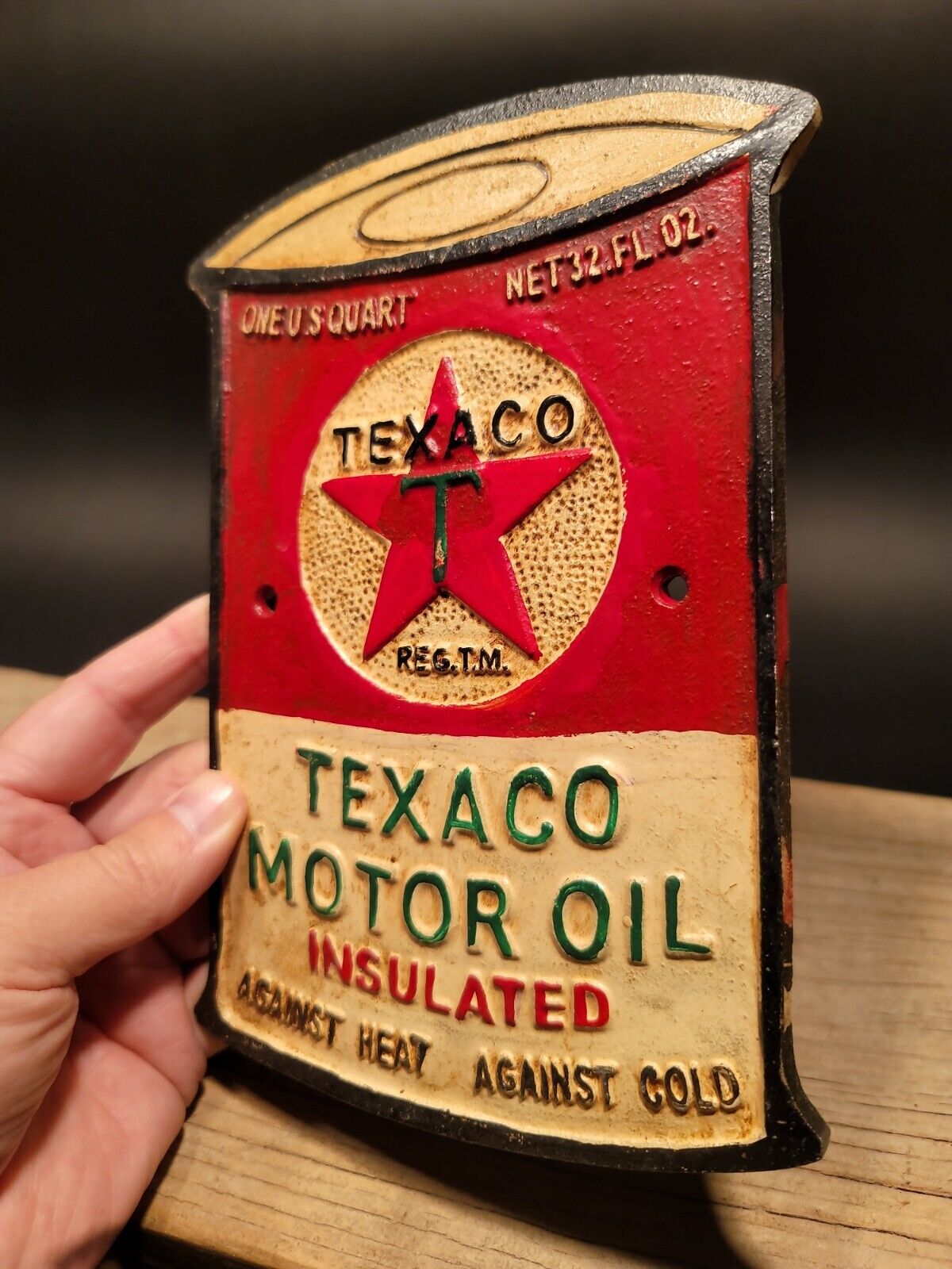 Antique Vintage Style Cast Iron Texaco Gas Oil Sign Plaque