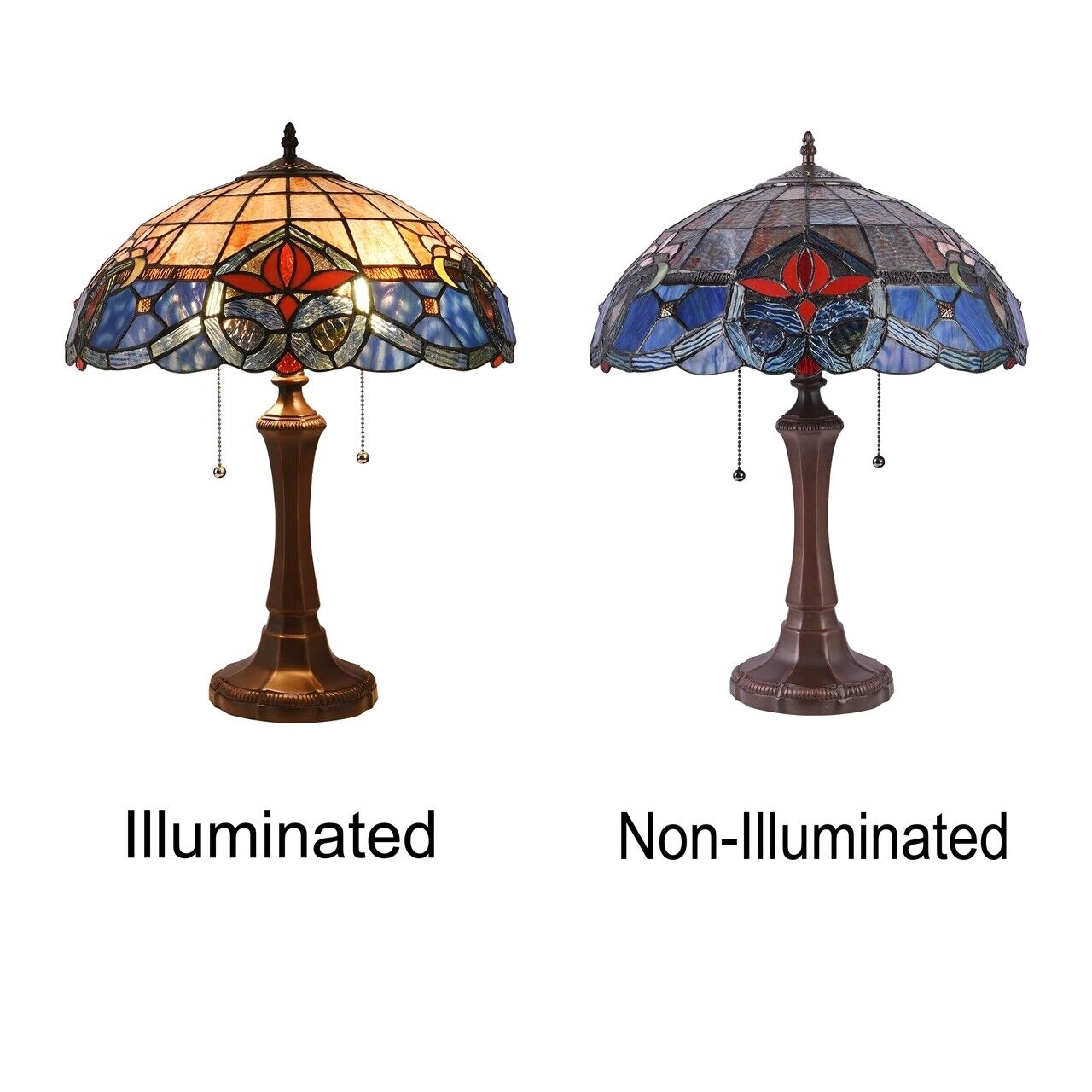 21.9" Antique Style Stained Glass Table Lamp