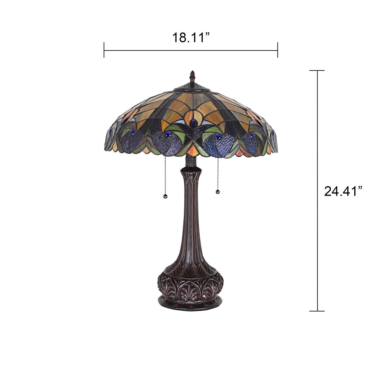 25.2" Antique Style Stained Glass Table Lamp