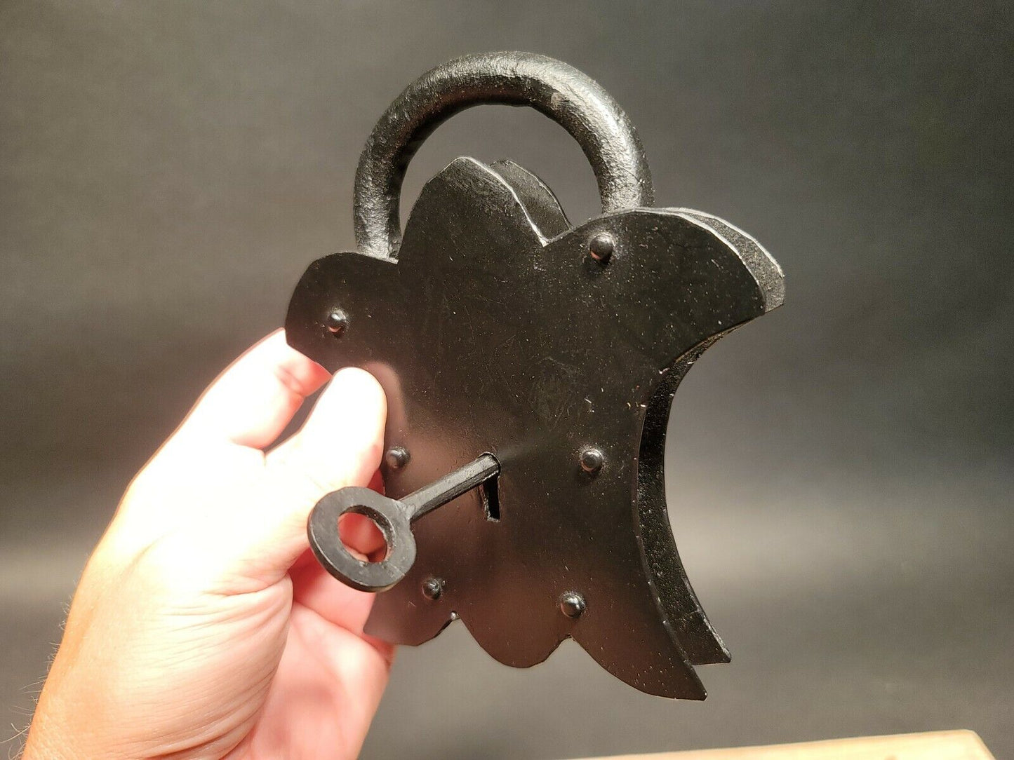 Antique Vintage Style Cast Iron Padlock Lock & Key