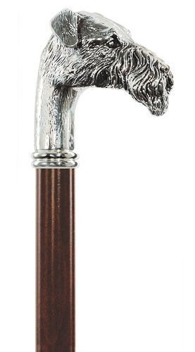 36" Antique Style Fox Terrier Dog Head Walking Stick Cane