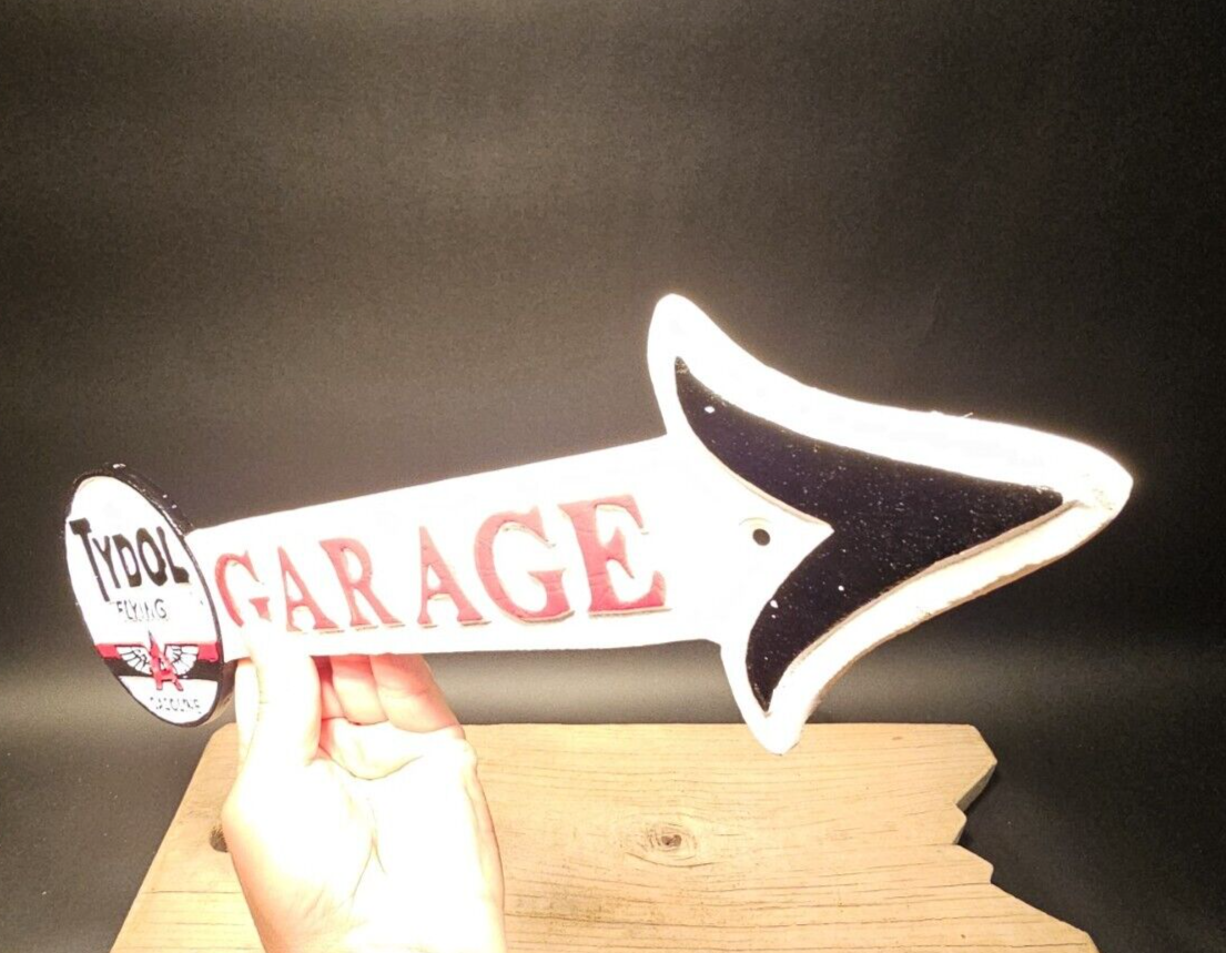 Antique Vintage Style Cast Iron Tydol Flying Gas Oil Garage Sign Plaque