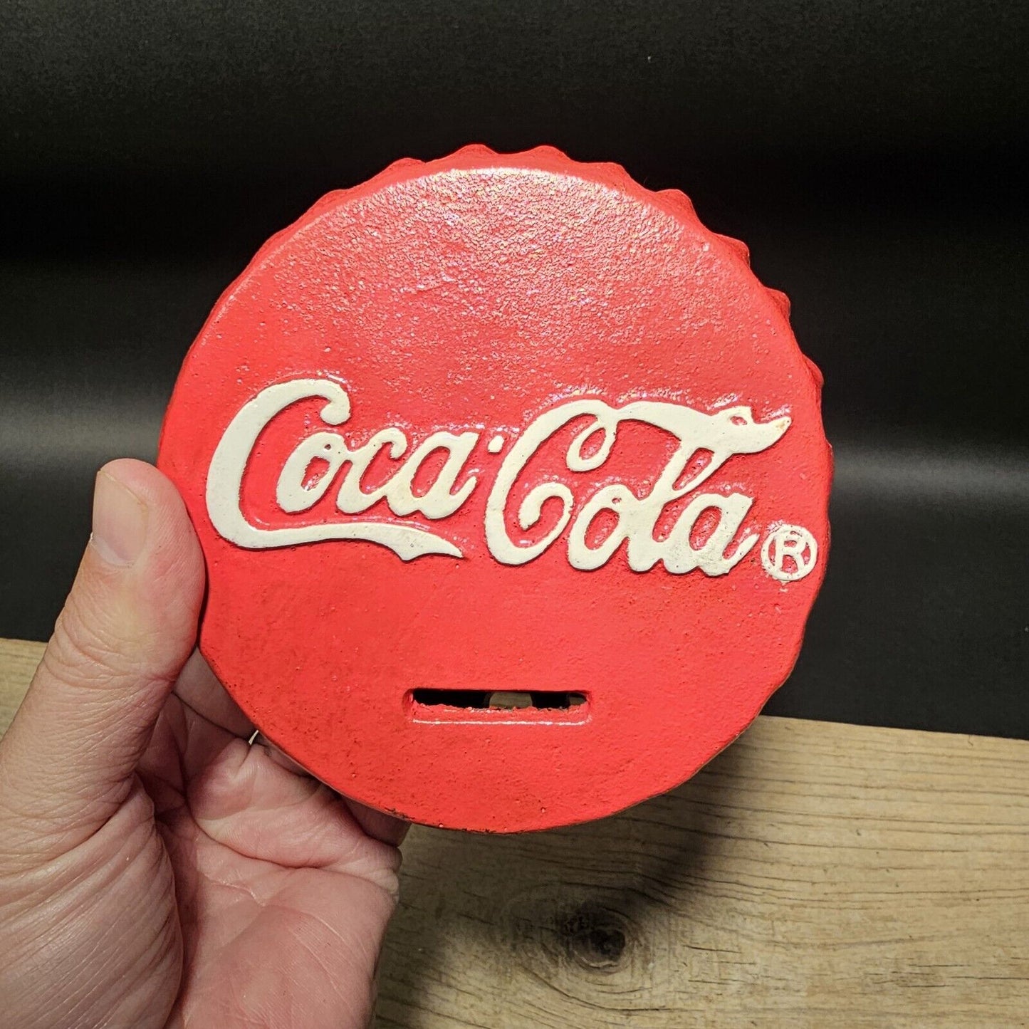 Antique Vintage Style Cast Iron Coca Cola Bottle Cap Coin Bank Atlanta Ga.