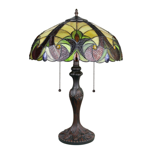 23 1/4" Antique Vintage Style Stained Glass Table Lamp