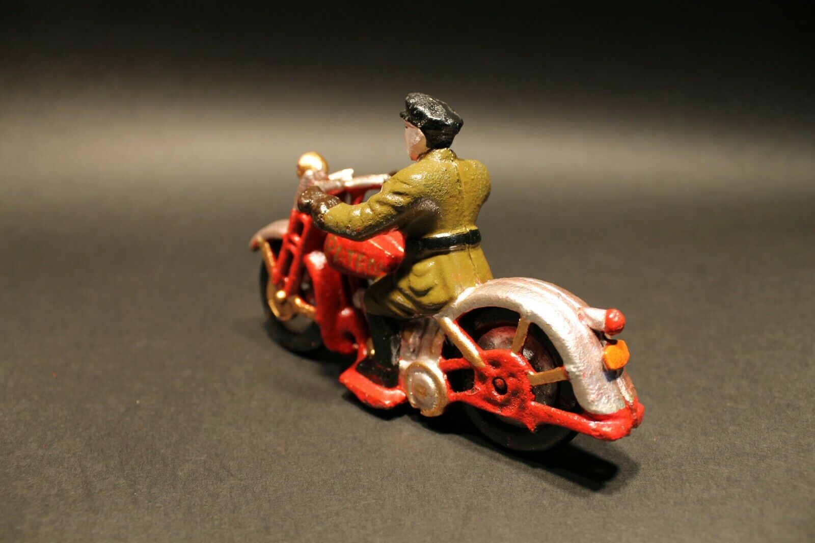 Antique Vintage Style Cast Iron Toy Motorcycle 1 Patrol Rider - Early Home Decor
