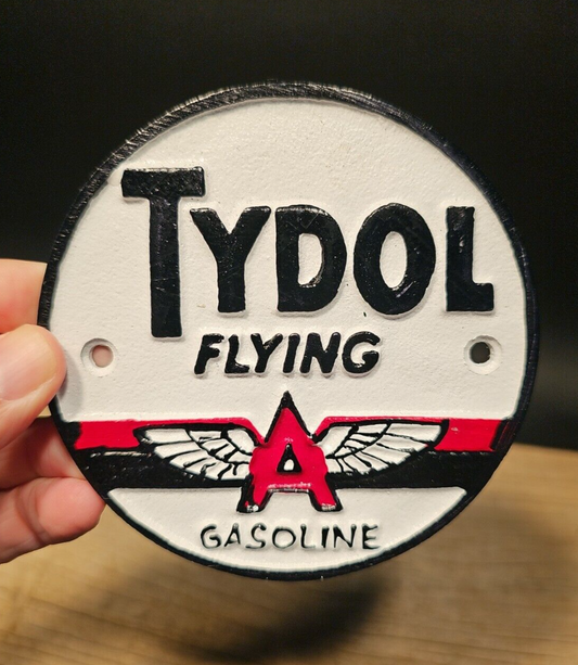 Antique Vintage Style Cast Iron Tydol Flying A Gas Oil Sign Plaque