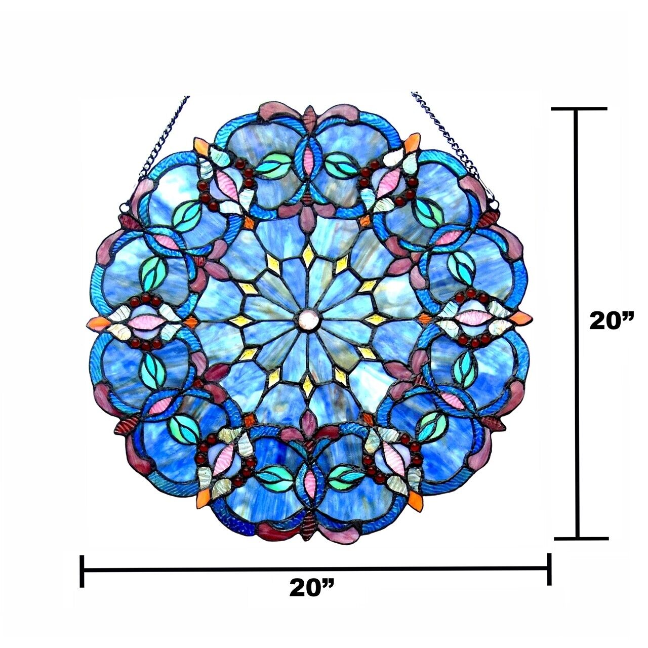 20" Round Stained Glass Window Hanging Panel Suncatcher