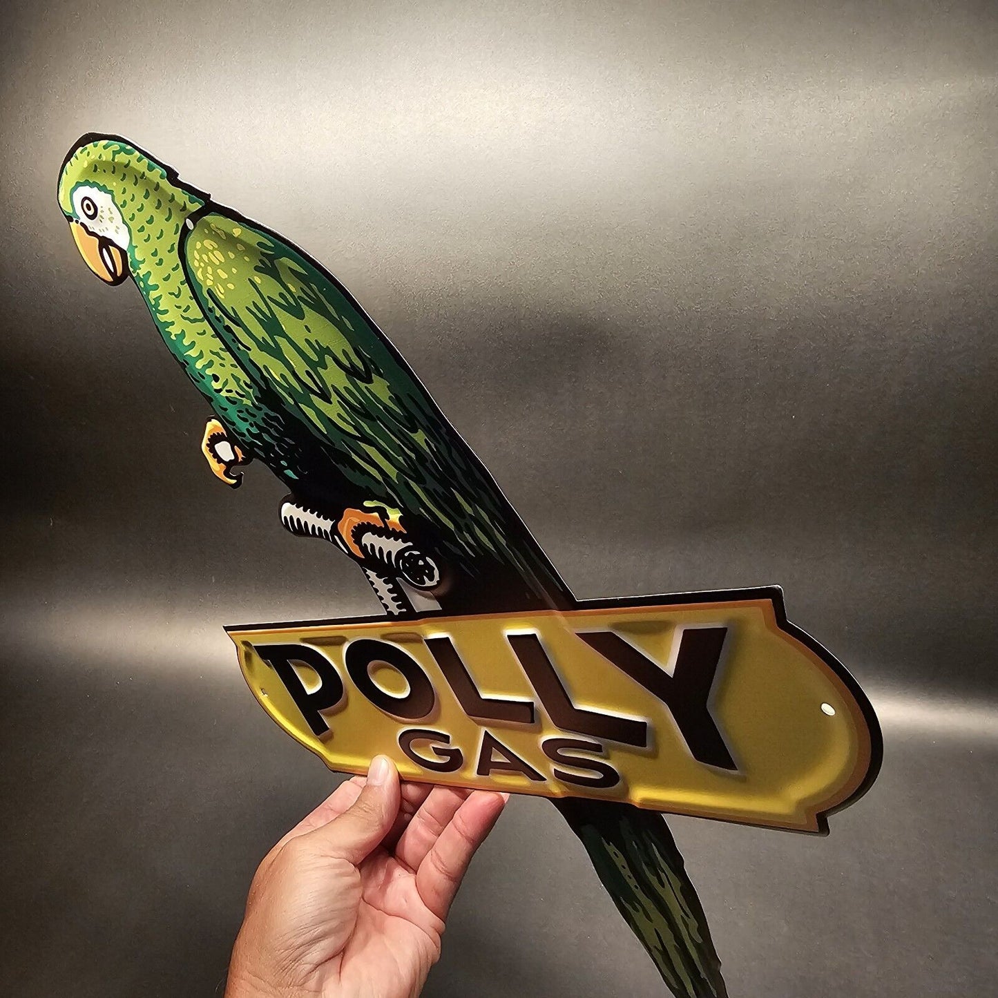 18" Vintage Style Metal Polly Gas Car Sign