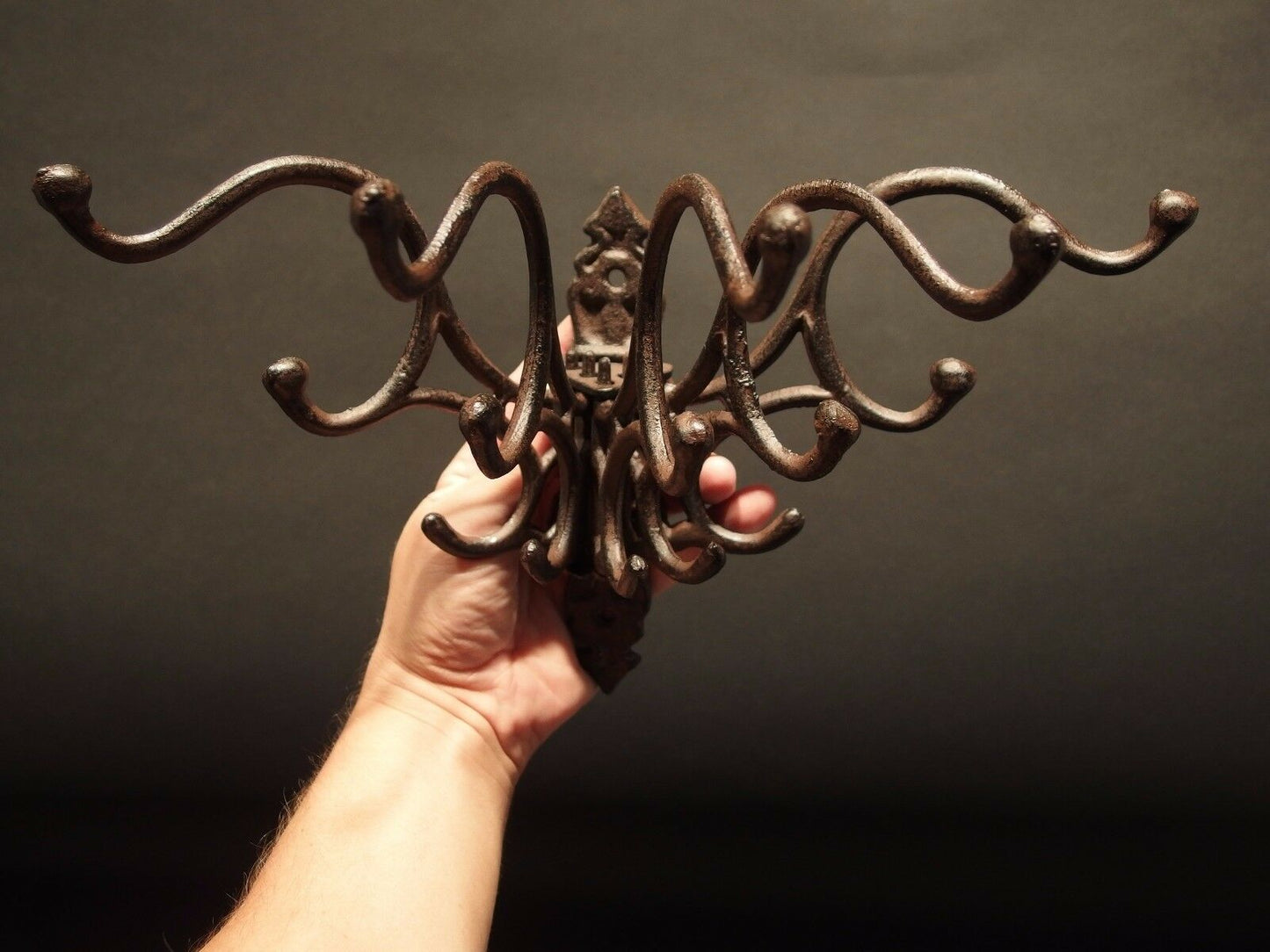 Antique Vintage Style Wall Hook Swivel Folding Coat Hanger Hardware Rust Finish - Early Home Decor