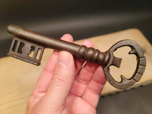 6 1/8" Antique Style Cast Iron Large Skeleton Church Key