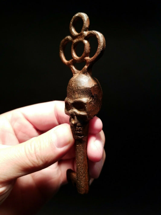 Antique Vintage Style Cast Iron Skull Skeleton Key - Early Home Decor