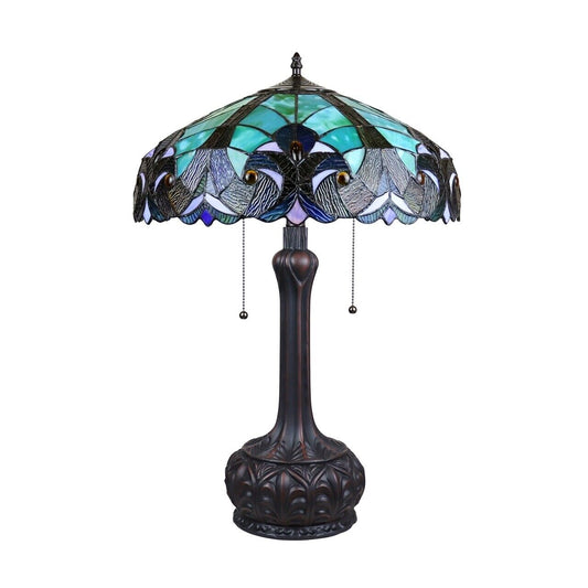 25.78" Antique Vintage Style Stained Glass Table Lamp