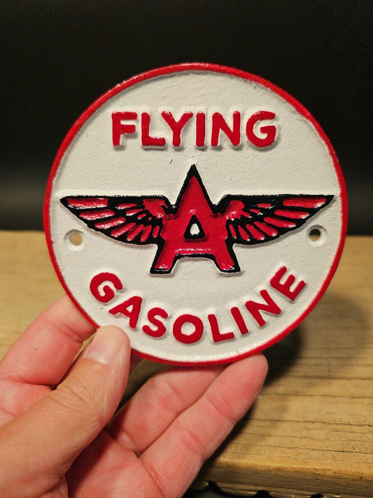 Antique Vintage Style Cast Iron Flying A Gasoline Oil Sign Plaque