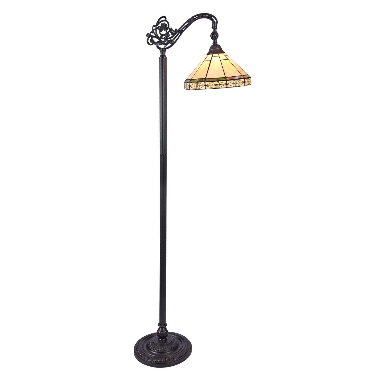 62.2" Antique Style Stained Glass Mission Reading Floor Lamp