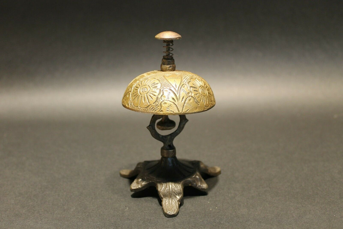 Antique Vintage Style Victorian Brass Iron Hotel Front Desk Service Bell - Early Home Decor
