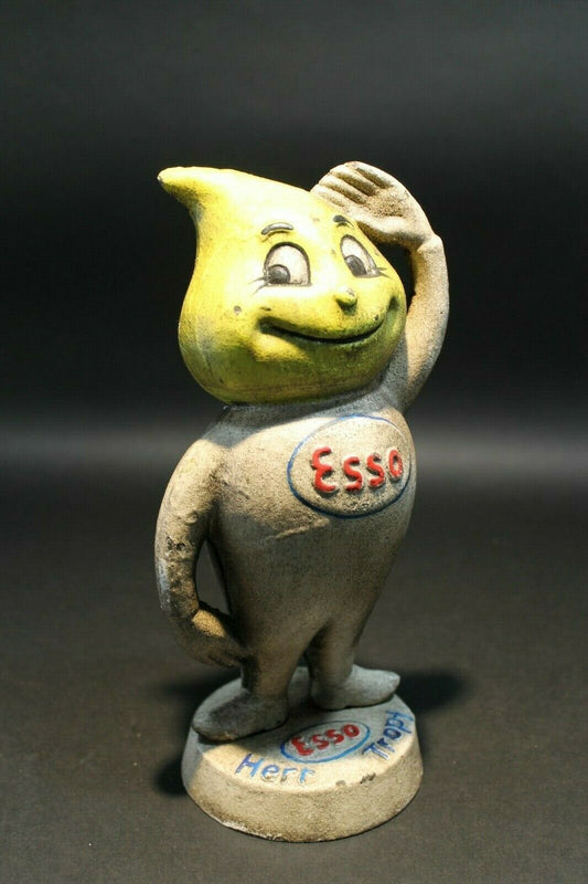 Antique Vintage Style Cast Iron Esso Coin Bank M Busch Gmbh - Early Home Decor