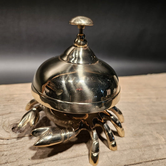4 1/2" Antique Vintage Style Brass Coastal Crab Table Desk Bell