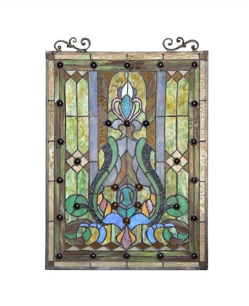 25" Stained Glass Hanging Window Pane Suncatcher