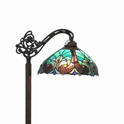 60" Antique Vintage Style Stained Glass Reading Floor Lamp