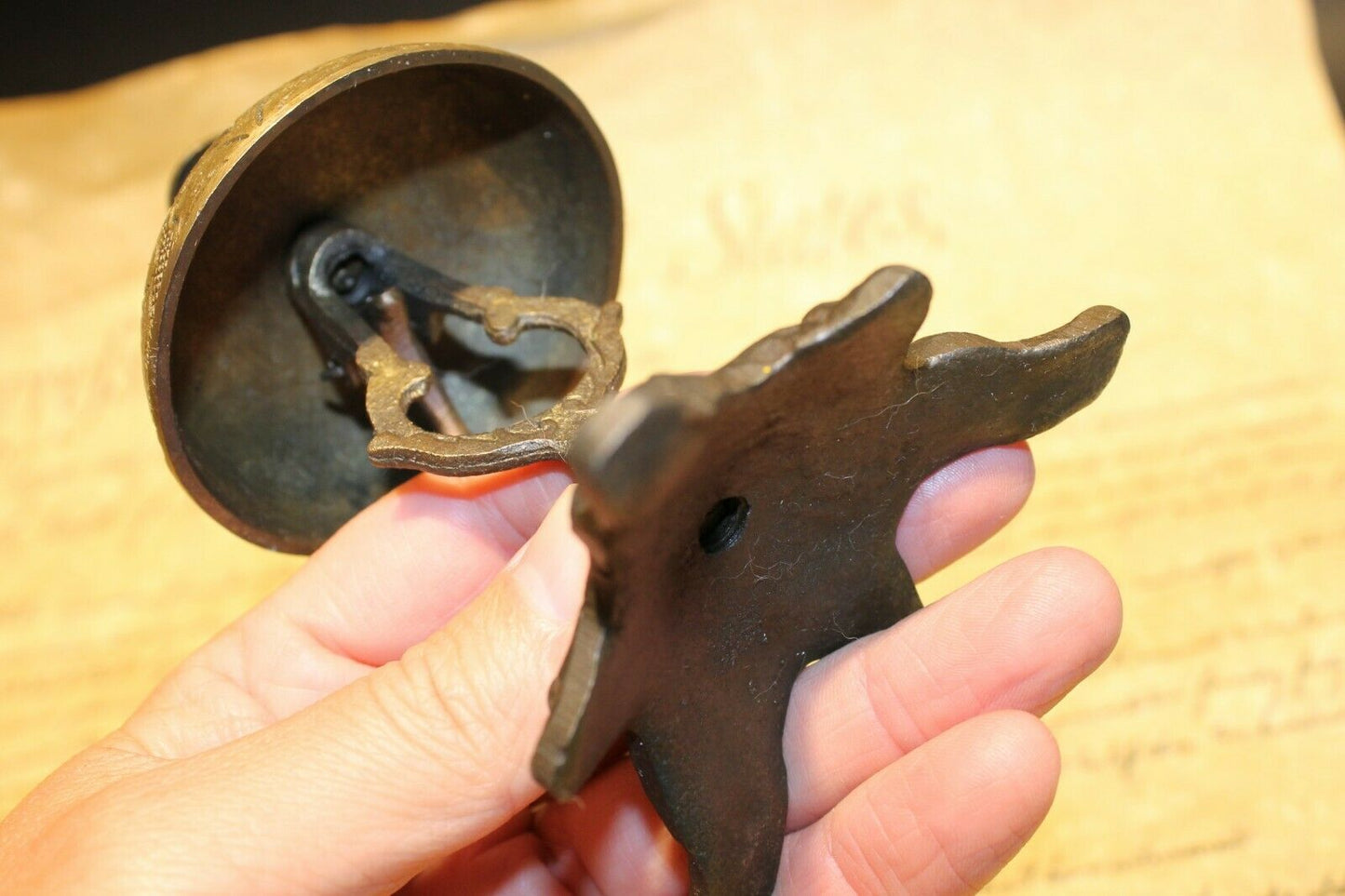 Antique Vintage Style Victorian Brass Iron Hotel Front Desk Service Bell - Early Home Decor