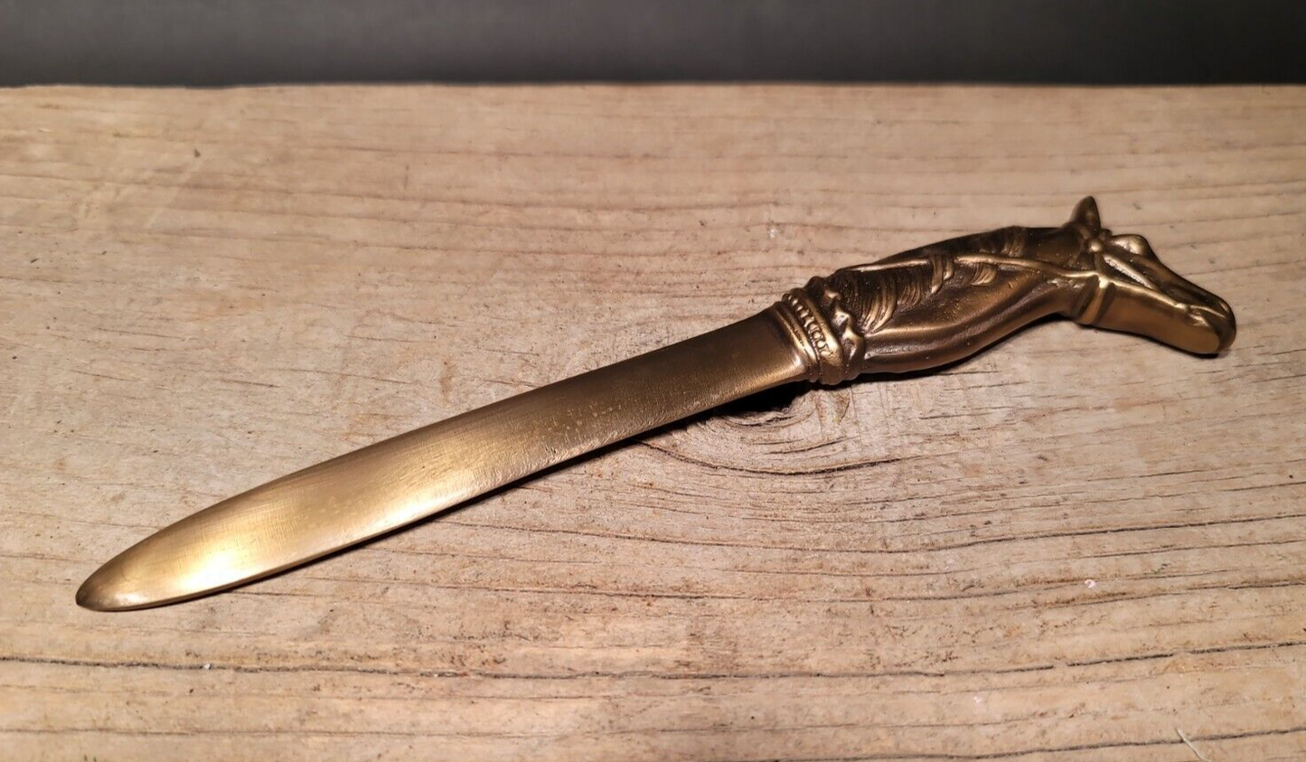 Vintage Antique Style Brass Horse letter opener Equestrian Desk Collectible