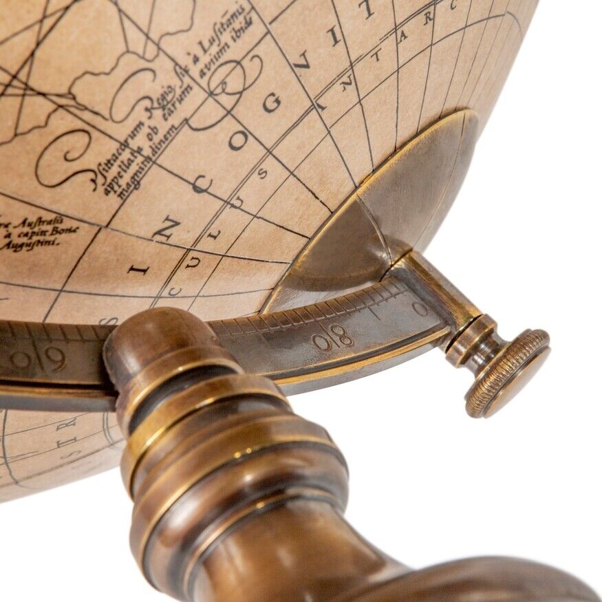 Old World Style 24" Tall French Globe w Turned Wood Stand