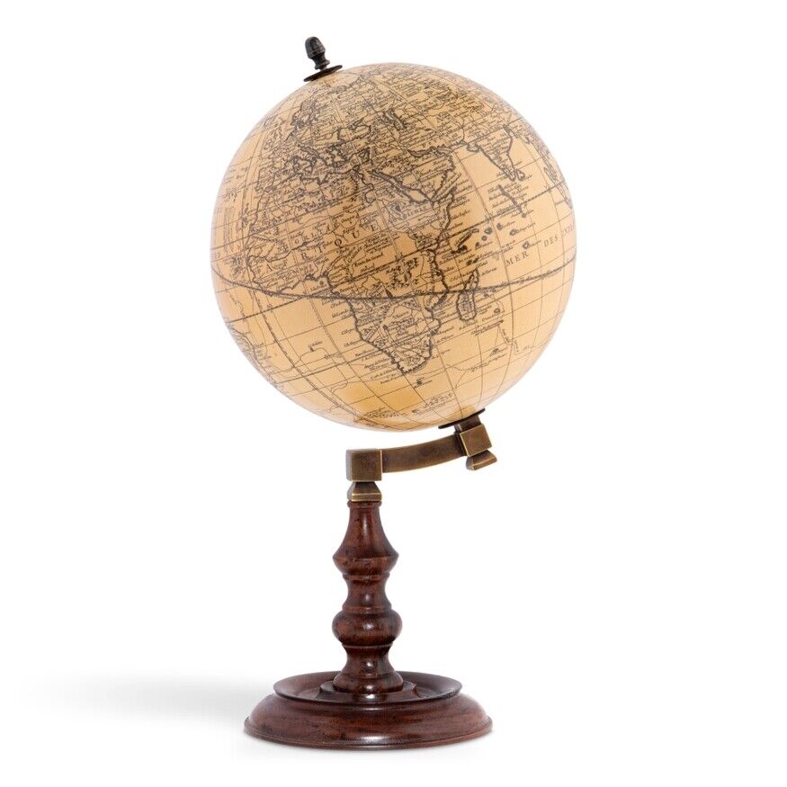 Old World Style 10" French Globe w Turned Wood Stand