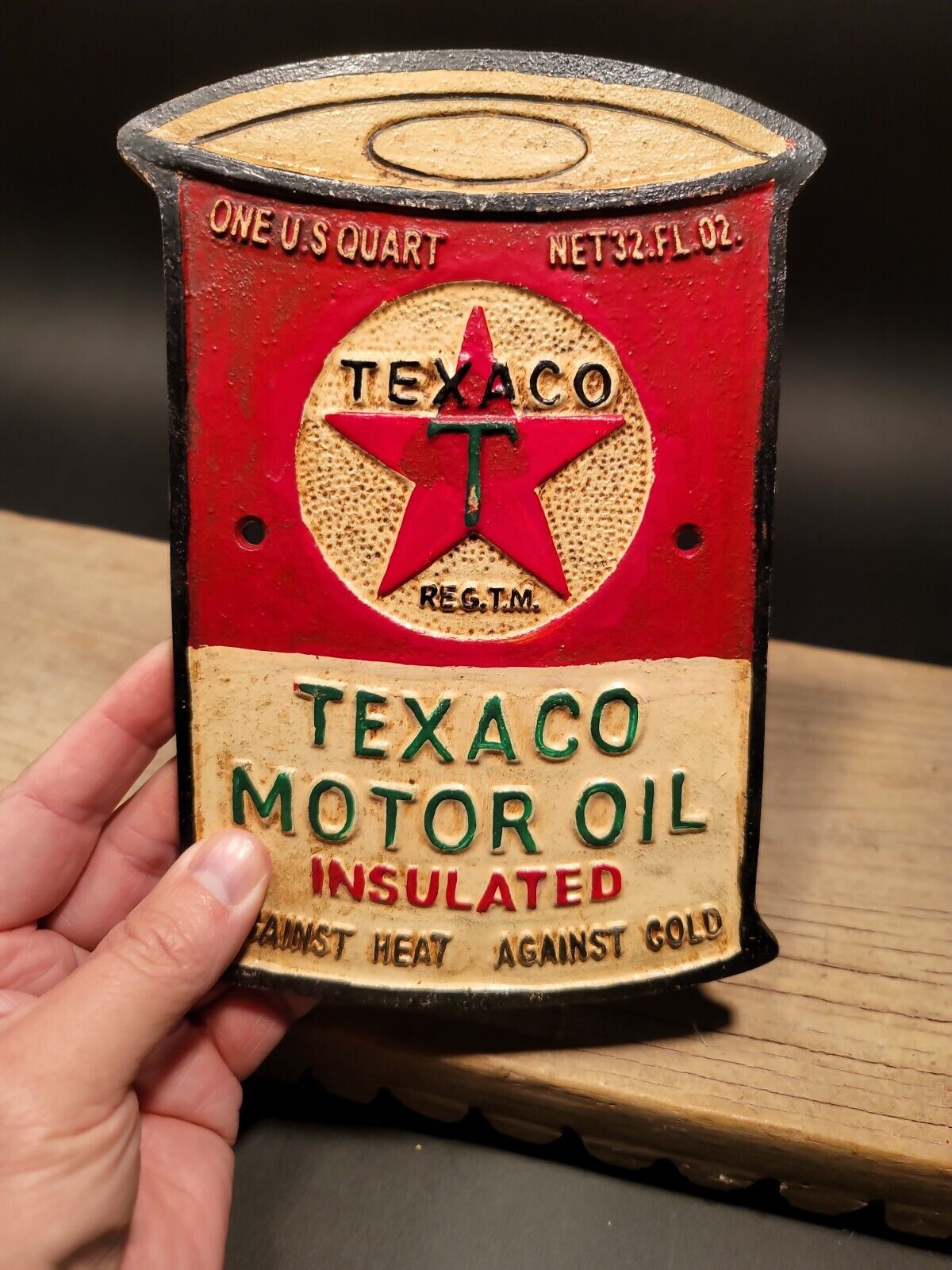 Antique Vintage Style Cast Iron Texaco Gas Oil Sign Plaque