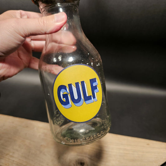 Vintage Style Gulf Glass Oil Bottle w Spout