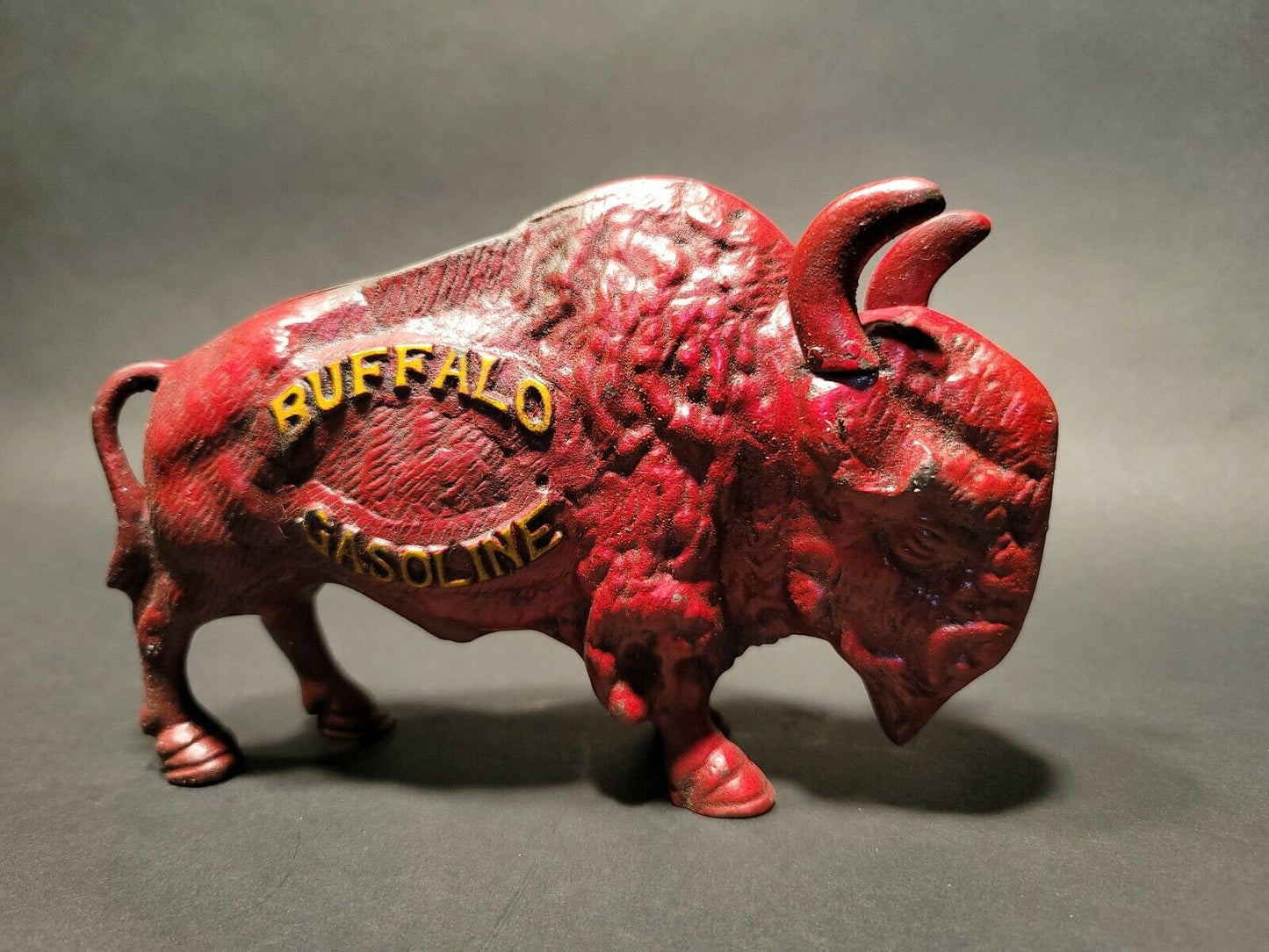 Antique Style Buffalo Gasoline Cast Iron Coin Bank