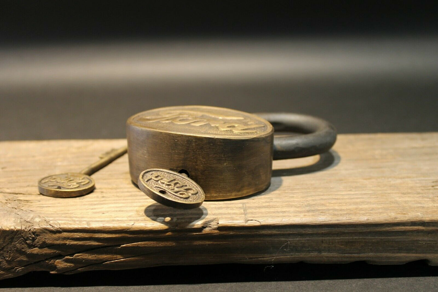 Antique Vintage Style Brass & Iron Trunk Chest Box Ford Lock Padlock - Early Home Decor